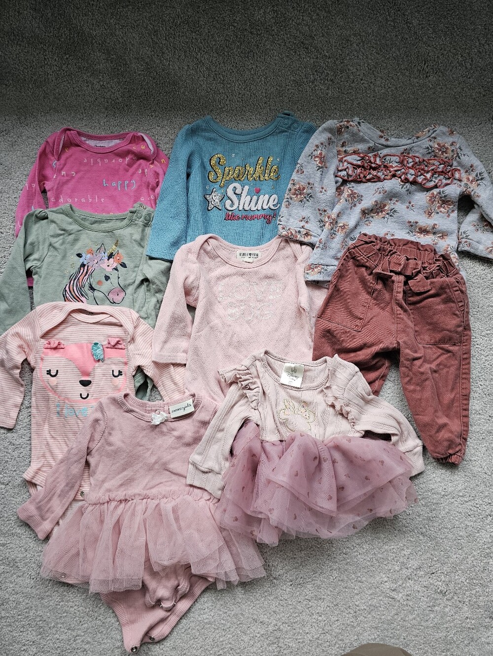 26pc baby girl clothing 3 6 month dress sweater onesie footie vest pants - Picture 5 of 6